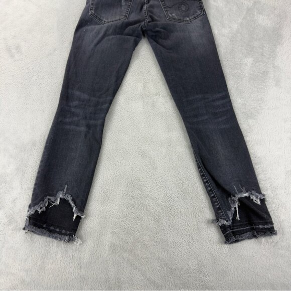 R13 Women's Size 24x25 Jenny Mid Rise w/ Double Shred Hems Black Denim Jeans - Picture 15 of 15